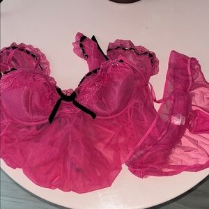 Jezebel Pink Baby Doll and Panty Set